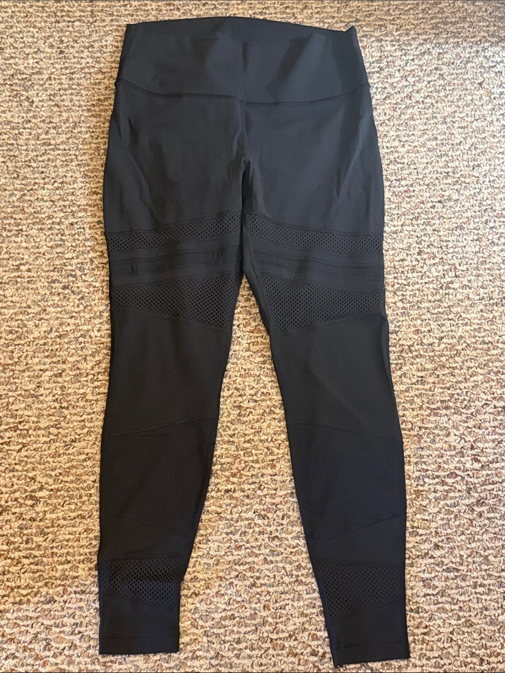 lululemon athletica Black Mesh-Panel Leggings Size 12